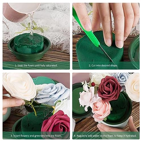 TAFACE 4 unidades de espuma de flores redondas, espuma de flores húmedas y secas, arreglos florales para bodas y tiendas de flores (verde)