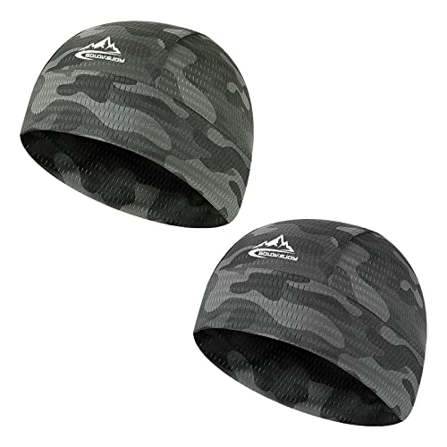 TAGVO 2 Gorro de Ciclismo para Hombre, Casco Skull Cap, Absorbe Sudor y Humedad,Elástico,Transpirable Mantiene Seco,Forro para Casco,Gorro Ciclismo de Cabeza Debajo Cascos,Deportes Gorro de Calavera