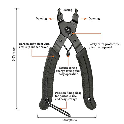 TAGVO Alicate de Cadena, Bike Chain Tool Cadena de Bicicleta Quick Link Open Close Tool 2 en 1 Alicates Abiertos y Cerrados, fácil de Usar Chain Remover Plier Portable para Road Mountain Bike