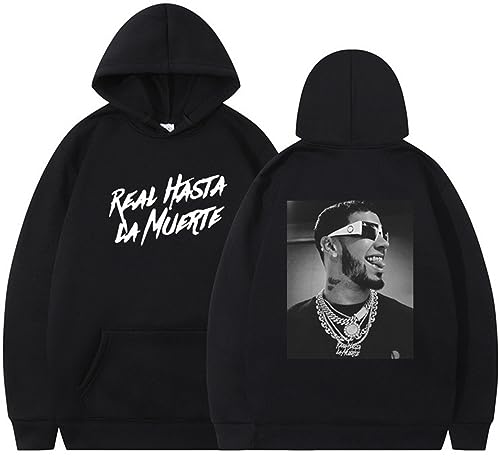 Takyojin Sudadera de Anuel AA Real hasta la Muerte para Hombre/Mujer Rapero de Hip Hop Anuel AA Nuevo álbum Support Ropa M,Negro-1