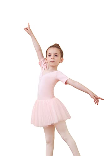 Tancefair, ropa de ballet para niñas, vestido de ballet, leotardo de ballet para niños, ropa de baile de algodón, vestido de baile de manga corta, traje de cuerpo de baile con falda tutú