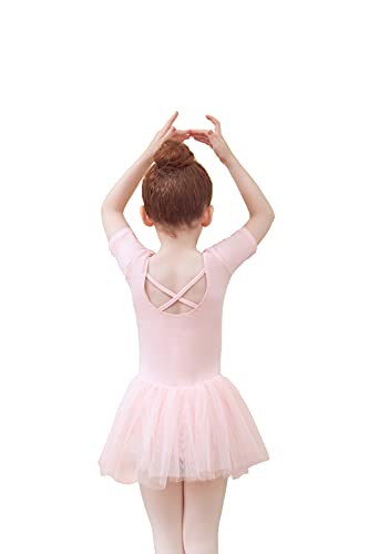 Tancefair, ropa de ballet para niñas, vestido de ballet, leotardo de ballet para niños, ropa de baile de algodón, vestido de baile de manga corta, traje de cuerpo de baile con falda tutú