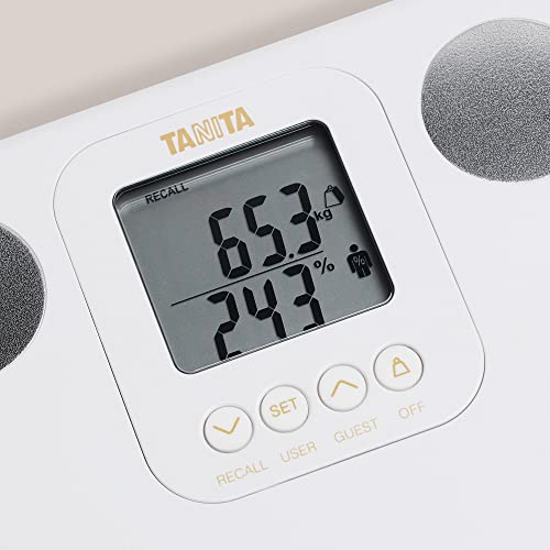 TANITA BC-730 Monitor de Composición Corporal Ligero y Compacto con Escaneo Interno Pantalla Fácil de Leer 9 Medidas, Vidrio templado, Blanco