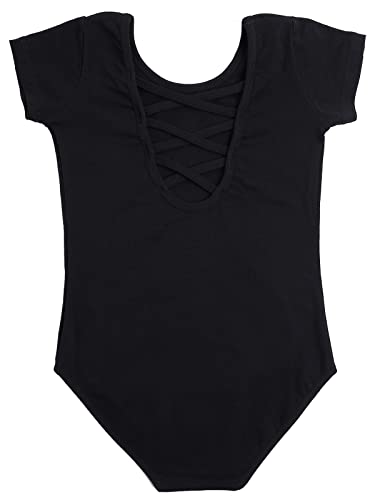 tanzdunsje Maillot de ballet Maillot de baile para niñas mujeres Leotardos de gimnasia de algodón de manga corta talla 110