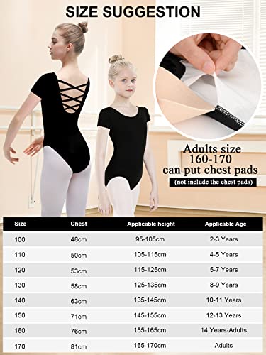 tanzdunsje Maillot de ballet Maillot de baile para niñas mujeres Leotardos de gimnasia de algodón de manga corta talla 110