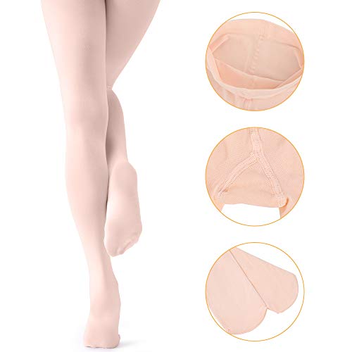 tanzdunsje Medias de ballet Medias de baile con patas Estiramiento para niños pequeños Niña Mujer,Rosado S