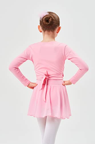 tanzmuster Chaqueta de Ballet Cruzada 'Mandy' para niñas en Rosa, 116/122 (7-8 años)