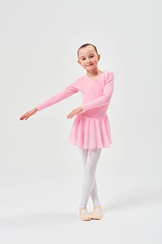 tanzmuster Chaqueta de Ballet Cruzada 'Mandy' para niñas en Rosa, 116/122 (7-8 años)