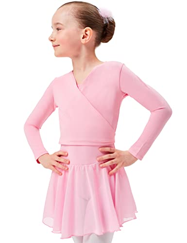 tanzmuster Chaqueta de Ballet Cruzada 'Mandy' para niñas en Rosa, 116/122 (7-8 años)