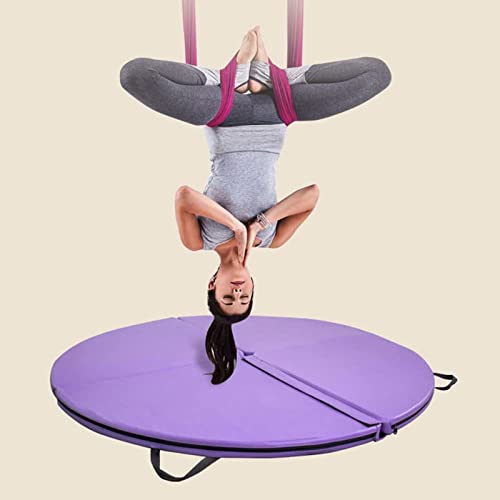 Tapete de Pole Dance Plegable Grueso Redondo Yoga Ejercicio Seguridad Cojín de Baile Espuma Epe Reticulada Acolchado de Seguridad Portátil Estera de Choque Gimnasia Cojín de(Size:120x3cm,Color:Morado)