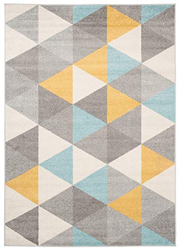 TAPISO Lazur Alfombra de Pelo Corto Resistente Diseño Moderno Gris Crema Azul Turquesa Amarillo Alfombra de Salón Dormitorio Habitación Infantil Juvenil Oeko-Tex 80 x 150 cm