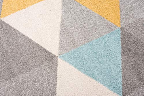 TAPISO Lazur Alfombra de Pelo Corto Resistente Diseño Moderno Gris Crema Azul Turquesa Amarillo Alfombra de Salón Dormitorio Habitación Infantil Juvenil Oeko-Tex 80 x 150 cm