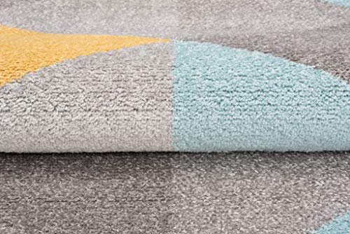 TAPISO Lazur Alfombra de Pelo Corto Resistente Diseño Moderno Gris Crema Azul Turquesa Amarillo Alfombra de Salón Dormitorio Habitación Infantil Juvenil Oeko-Tex 80 x 150 cm