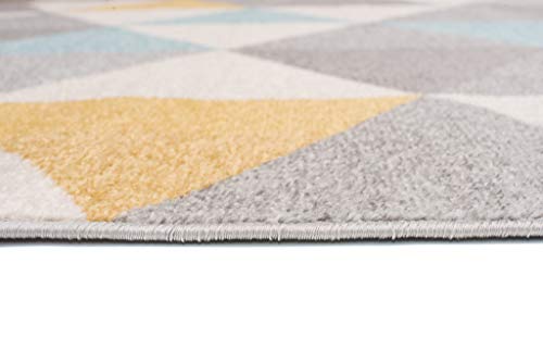 TAPISO Lazur Alfombra de Pelo Corto Resistente Diseño Moderno Gris Crema Azul Turquesa Amarillo Alfombra de Salón Dormitorio Habitación Infantil Juvenil Oeko-Tex 80 x 150 cm