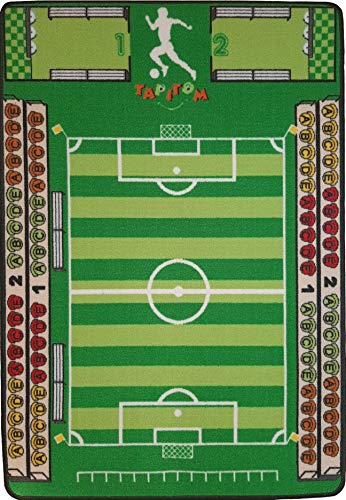 TAPITOM | Alfombra de fútbol para niños - 95 x 133 cm | Alfombrillas de Juego para Campos de fútbol | Alfombrillas para Habitaciones Infantiles Fútbol Universe | Dobladillo Antideslizante | Normas CE