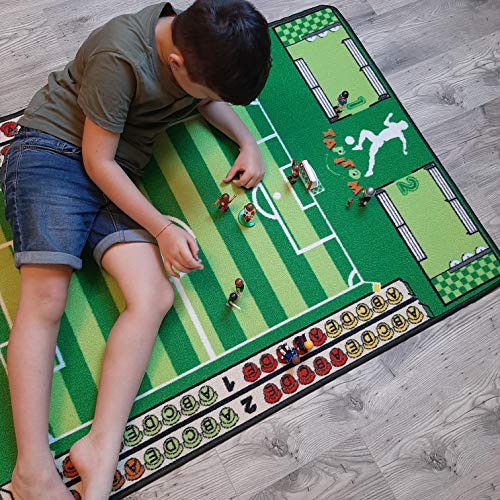 TAPITOM | Alfombra de fútbol para niños - 95 x 133 cm | Alfombrillas de Juego para Campos de fútbol | Alfombrillas para Habitaciones Infantiles Fútbol Universe | Dobladillo Antideslizante | Normas CE