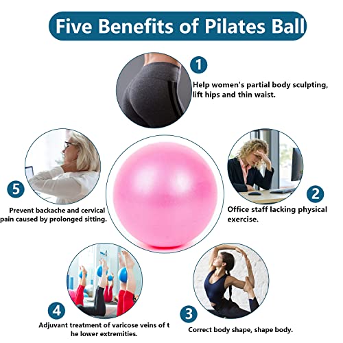 TATAFUN Pelota de Pilates 25 cm Pelota de Ejercicio Pequeñas Anti-Burst Suave Balones de Pelota de Mini Pilates de Yoga para Fitball, Pilates y Gimnasia Fitness (Rosa)