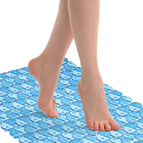 Tatay Alfombra de Bañera Antideslizante de PVC con Ventosas, Resistentes a Moho y Microbios, Anti-Bacteriano, Diseño Piscis, Azul. Medidas 70 x 36 cm