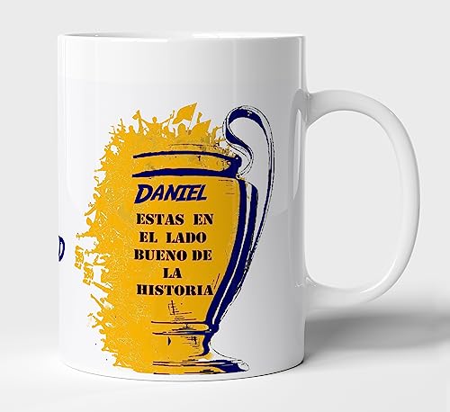 Taza de cerámica del madrid personalizada con nombre, motivo copa champions real madrid personalizada, regalo del madrid personalizado(Orejona, ceramica)