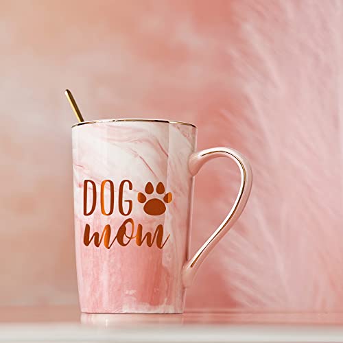 Taza Mamá perro Taza de café del perro Novedad Regalos de perro para mamá perro Madre Amantes de los perros Cumpleaños Regalos del día de la madre para mamá perro de hija Hijo 400ML con tapa y cuchara