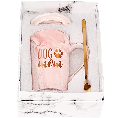 Taza Mamá perro Taza de café del perro Novedad Regalos de perro para mamá perro Madre Amantes de los perros Cumpleaños Regalos del día de la madre para mamá perro de hija Hijo 400ML con tapa y cuchara