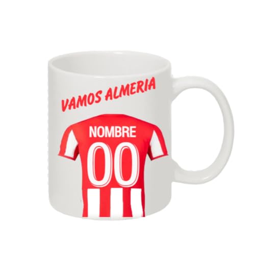 Taza personalizada de equipos de futbol - Regalos originales - Regalos futbol - Camiseta equipos de futbol - Personaliza tu taza con tu nombre y tu numero - Regalos niños (Almeria)