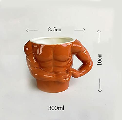 Tazas de Té 3d, Tazas Leche Desayuno Taza Cafe, Tazas Novel Tazas Hombre Musculoso Naranja, 350ml