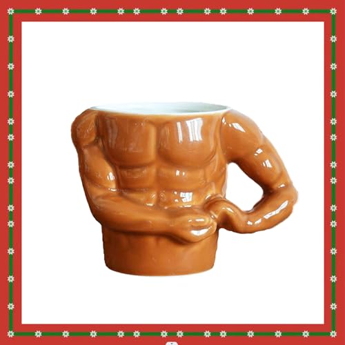 Tazas de Té 3d, Tazas Leche Desayuno Taza Cafe, Tazas Novel Tazas Hombre Musculoso Naranja, 350ml