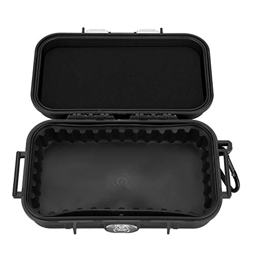 Tbest Caja Seca Impermeable Caja de Alenamiento,Caja Impermeable a Prueba de Agua al Aire Libre Buceo Supervivencia Caja de Transporte Contenedor Cojín de Goma Interior Desmontable(Negro)