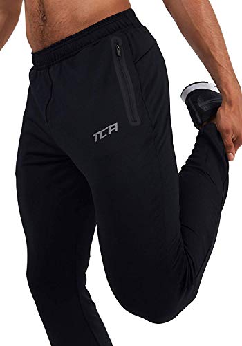 TCA Pantalón de Entrenamiento con Tecnología de Secado Rápido con Bolsillos con Cremallera para Hombre - Antracita, M