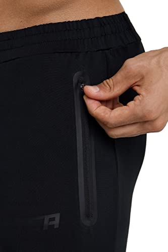 TCA Pantalón de Entrenamiento con Tecnología de Secado Rápido con Bolsillos con Cremallera para Hombre - Negro, S