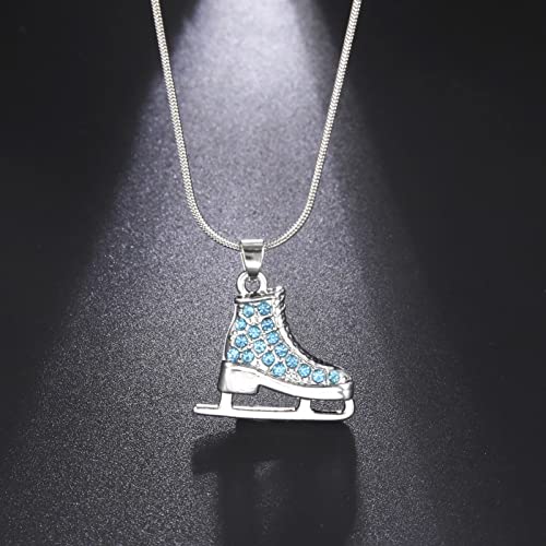 TEAMER Collar de patinaje sobre hielo con cristal turquesa 3D, colgante de patinaje artístico, collar de patinador, joyería para adolescentes, niñas y mujeres, Zinc, desconocido