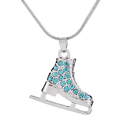 TEAMER Collar de patinaje sobre hielo con cristal turquesa 3D, colgante de patinaje artístico, collar de patinador, joyería para adolescentes, niñas y mujeres, Zinc, desconocido