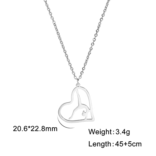 TEAMER Gimnasia Colgante de moda Gimnasia Collar Deporte Bailarina Joyas para Mujeres Niñas para Cumpleaños Navidad (Estilo 2-Plata)