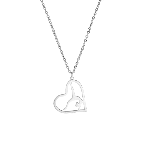 TEAMER Gimnasia Colgante de moda Gimnasia Collar Deporte Bailarina Joyas para Mujeres Niñas para Cumpleaños Navidad (Estilo 2-Plata)