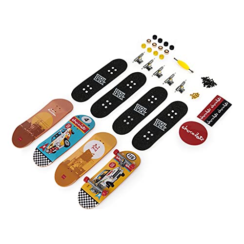 Tech Deck - Finger Skate - Pack 4 FINGERBOARDS - Auténticos Mini Skates para Dedos 96 mm Personalizables - 6028815 - Juguetes Niños 6 años + - Modelo Aleatorio