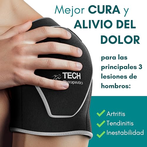 Tech Therapeutics Hombrera Ortopedica de Neopreno con Gel Incluido para Frío - Válido para Mujer y Hombre - Perfecto para Tendinitis, Rehabilitación y Otras Dolencias de Hombro