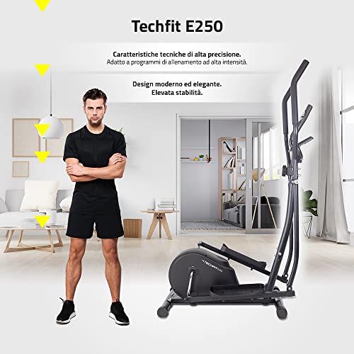 TechFit E250N Cross Trainer, Bicicleta estática elíptica para el hogar, la pérdida de Peso Máquina para Cardio y Ejercicios de Fitness, Dispositivo de Resistencia Magnética para Espacios Interiores