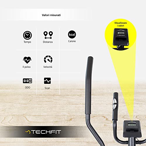 TechFit E250N Cross Trainer, Bicicleta estática elíptica para el hogar, la pérdida de Peso Máquina para Cardio y Ejercicios de Fitness, Dispositivo de Resistencia Magnética para Espacios Interiores