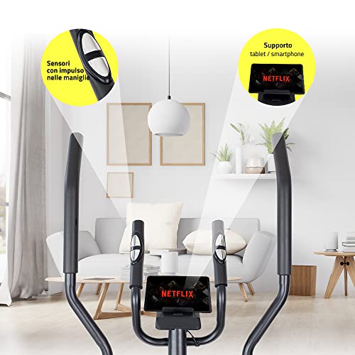 TechFit E250N Cross Trainer, Bicicleta estática elíptica para el hogar, la pérdida de Peso Máquina para Cardio y Ejercicios de Fitness, Dispositivo de Resistencia Magnética para Espacios Interiores