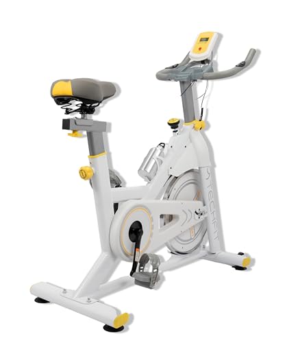 TechFit SBK800 Bicicleta de ejercicio - Bicicleta de spinning magnética estacionaria para interiores, transmisión por correa silenciosa, soporte para iPad