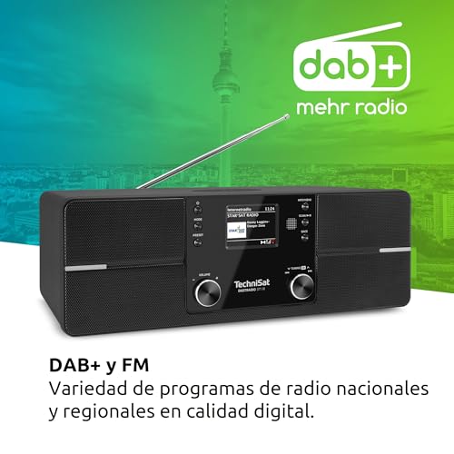 TechniSat DIGITRADIO 371 IR - Radio por Internet con Carga inalámbrica (Dab+, FM, WLAN, Bluetooth-Audiostreaming, Pantalla a Color, USB, AUXin, Alarma, 10 W, Control Remoto/aplicación)