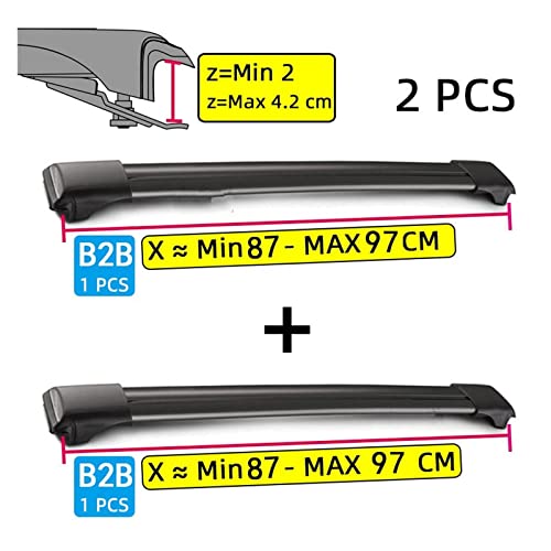 Techo Portaequipajes Barras Cruzadas para Techo De Tabla De Surf De Kayak con Bloqueo Antirrobo Universal De 2 Uds para Toyota Barras Transversales (Tamaño : B2B-B2B)