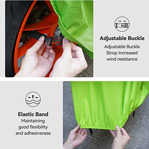 TechRise Funda Bicicleta para 2-3 Bicicletas, Funda Bicicleta exterior Impermeable Anti Viento Polvo UV con Orificios de Cerradura y Bolsa de Almacenaje para Bicicletas de Montaña/ Carretera (verde)