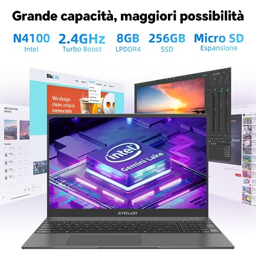 TECLAST 【2023 Nuevo F16Plus Ordenador Portátil 15,6 Pulgadas,12GB RAM 512GB SSD,PC Portátil con Intel N4100 Procesador,IPS 1920x1080, 2.4G/5G WiFi, BT 4.2, USB*2, Type-C, Mini-HDMI