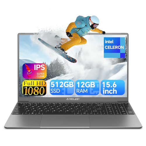 TECLAST F16plus 15,6" Ordenador Portatiles 12GB RAM 512GB SSD Celeron N4120,hasta 2.6 GHz,PC Portátil con WiFi de Doble Banda,1920x1080,5000mAh,BT4.2,Soporta Memoria extendida,Teclado retroiluminado