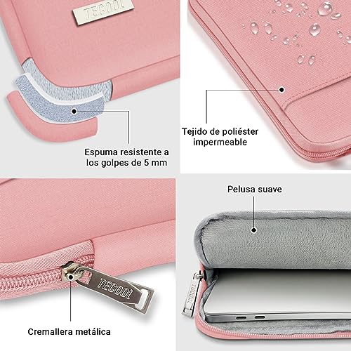 TECOOL 15 15,6 Pulgadas Funda Portátil Ordenador para 15.6" HP Lenovo Thinkpad ideapad DELL Acer ASUS Samsung Chromebook PC Notebook,Protectora Funda Ordenador 15 Pulgadas Blanda Bolsa Laptop,Rosa