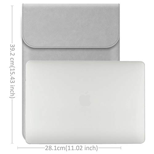 TECOOL Funda Portátil 15,6 Pulgadas Cuero Ordenador para 15-15.6 Portátil Protectora Sleeve para 2019-2021 2023 Macbook Pro 16 M3 M2 M1,Mac Pro 15,14" Lenovo e 15" ASUS,Huawei,XPS 15,15.6 HP-Gris