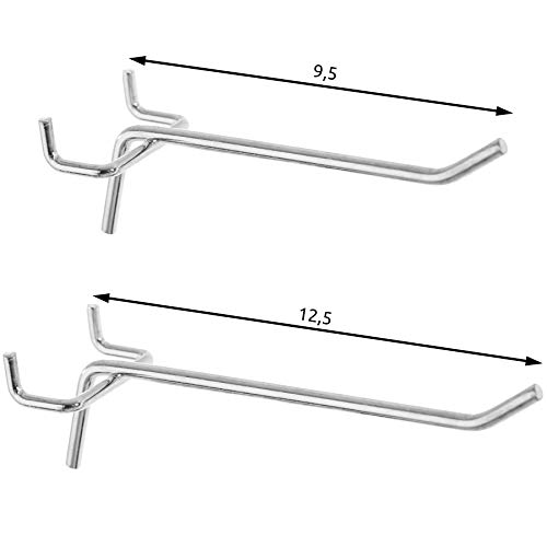 tectake 403559 Tablero perforado para herramientas, Panel metálico con agujeros para pared, Organizador multiusos con soportes, Estantería de almacenamiento portaherramientas, Oficina, Grande