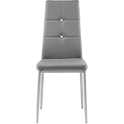 TecTake 800452 - Set de Sillas de Comedor, Asiento y Respaldo Acolchado, Piel Sintética con Piedras Brillantes Integradas, 40x42x97cm (4X Gris | no. 402546)